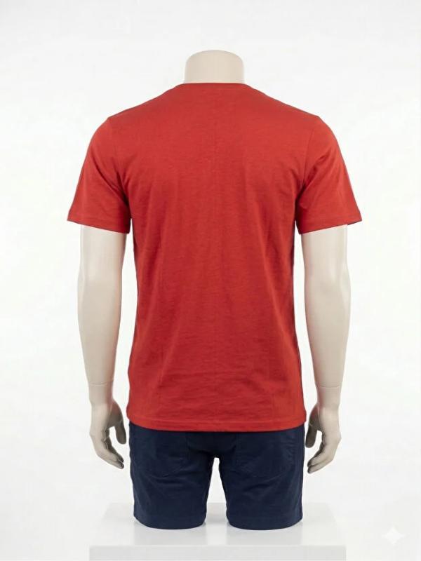 Yazlık Bisiklet Yaka Penye Tshirt %100 Pamuklu Sol Göğüs Cepli